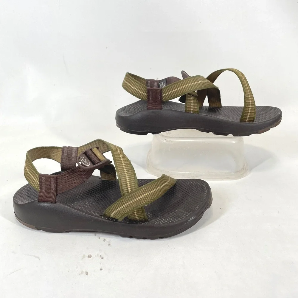 Chaco Z/1 Classic Mens 11 Brown Olive Green Vibram Sole Sport Sandals